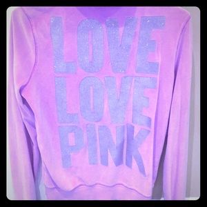 Velour Pink Zipper Down Hoodie